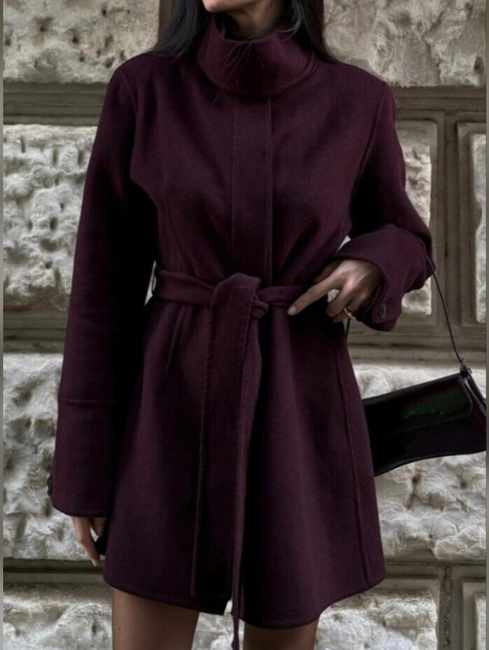 Zara Belted Wool Blend Coat - Picture 4 of 9